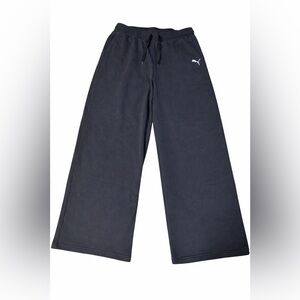 PUMA Wide Leg Sweatpants Women’s Medium Black Lounge Pants Drawstring Comfort